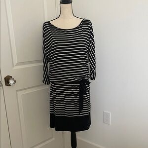 White House Black Market Striped 3/4 length Sleeve Dress